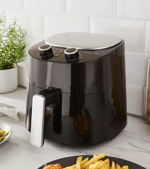 The Air Fryer has adjustable temperature and time settings