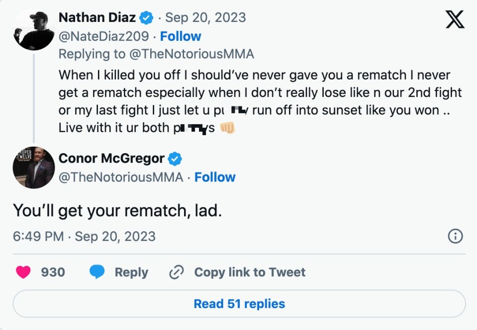 McGregor has promised his long-time rival that they will have a trilogy fight