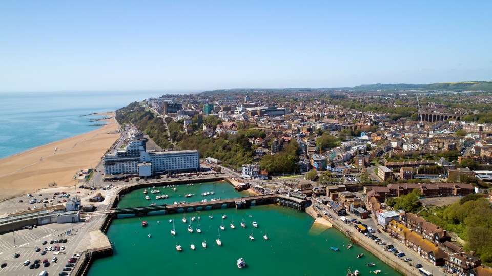 The Folkestone Beach stretches much further than Margate