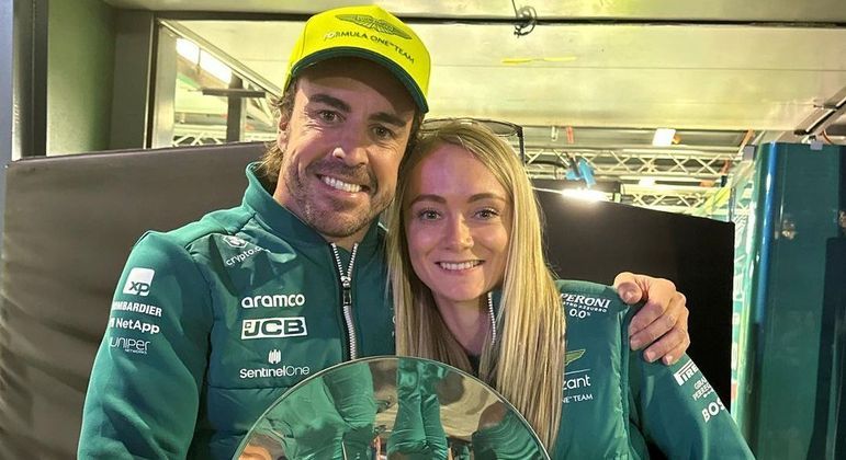 Jessica with Aston Martin F1 driver Fernando Alonso