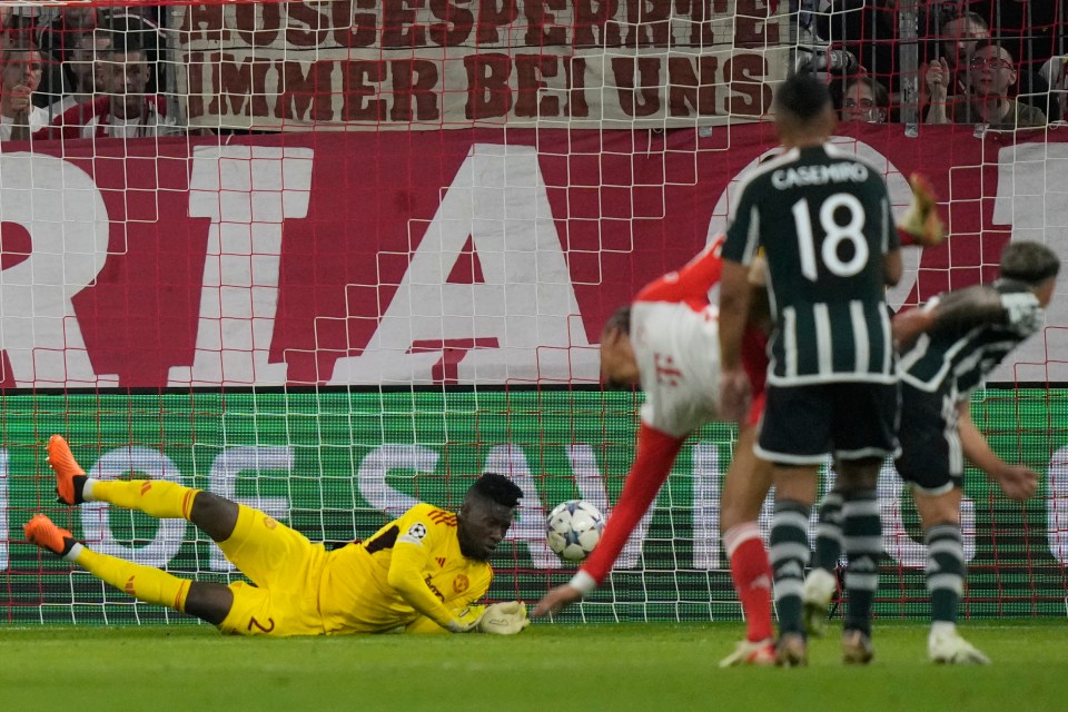 Bayern went ahead after 28 minutes following a mistake from Onana