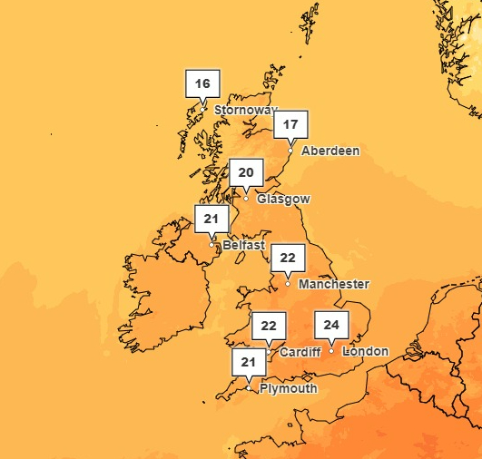 And as we head into Saturday, the weather forecaster is predicting hotter conditions than Portugal, say the Met Office