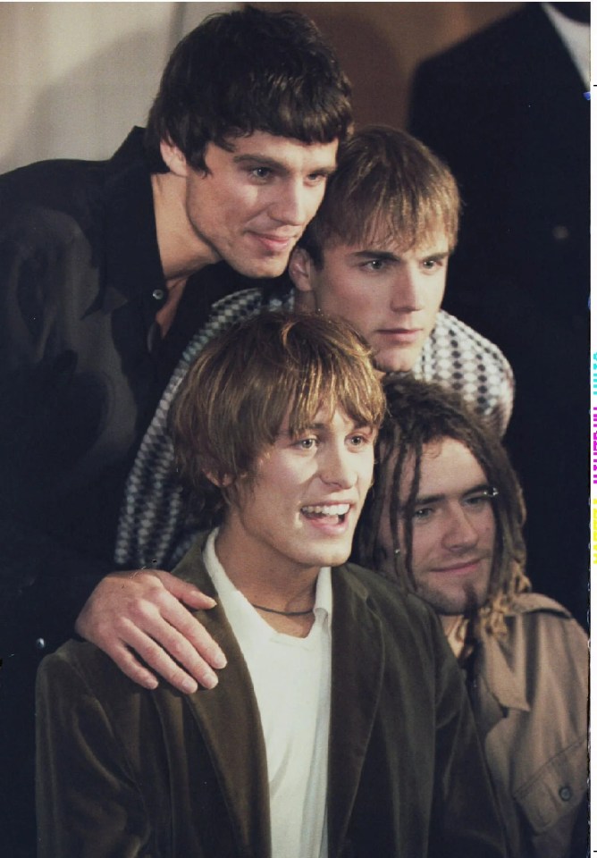 Jason, top left, pictured in the band in 1996