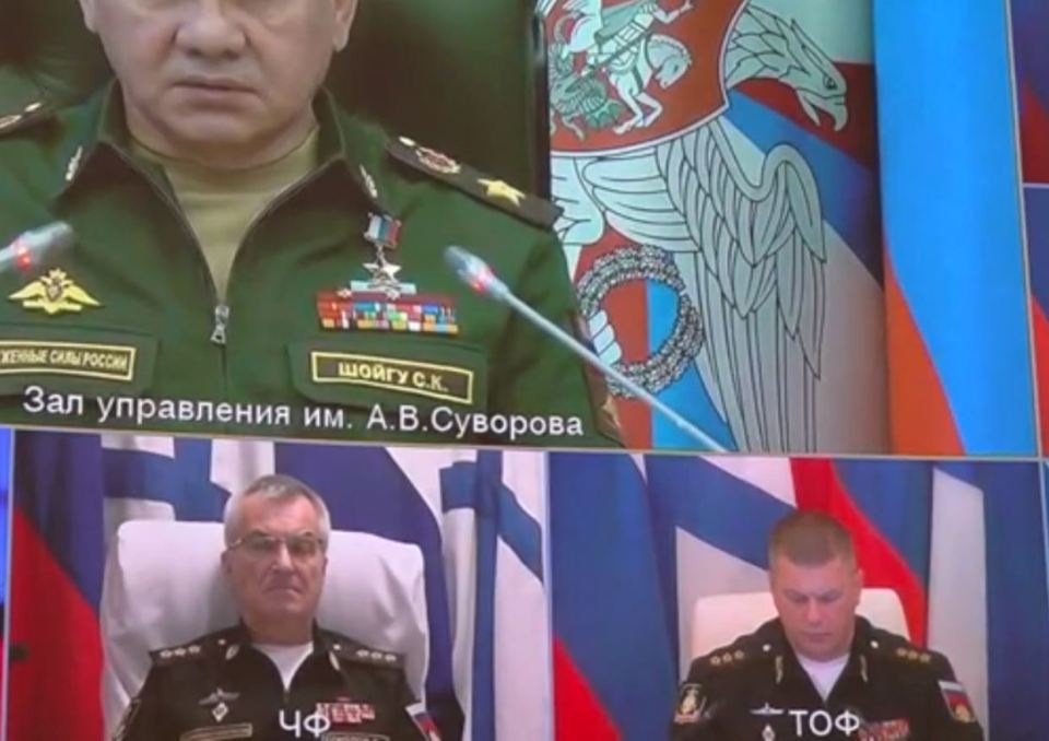 Admiral Viktor Sokolov appeared to blink while attending the session remotely