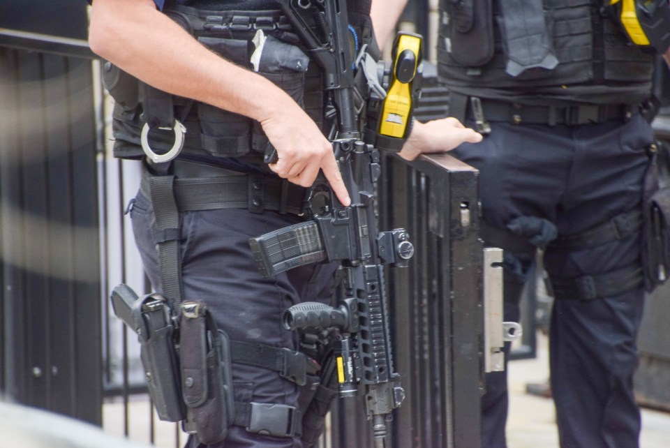 More than 100 London gun cops handed in weapons in protest when a colleague was charged with murder