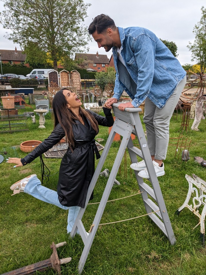 The lovebirds lark around on the show