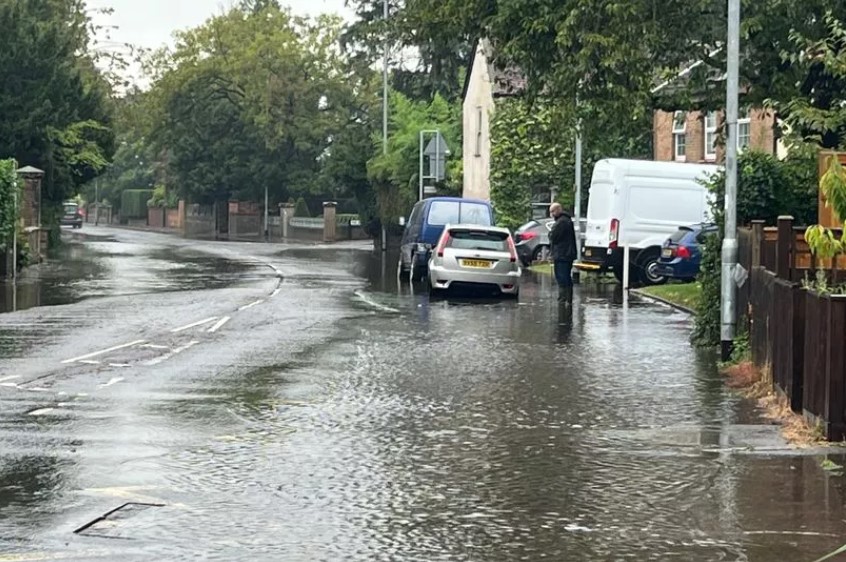 Roads have flooded in Taunton, Somerset, today