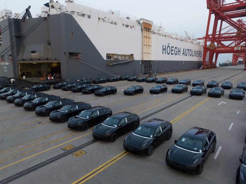 Chinese ports such as here in Jiangsu Province line up plenty of EV exports