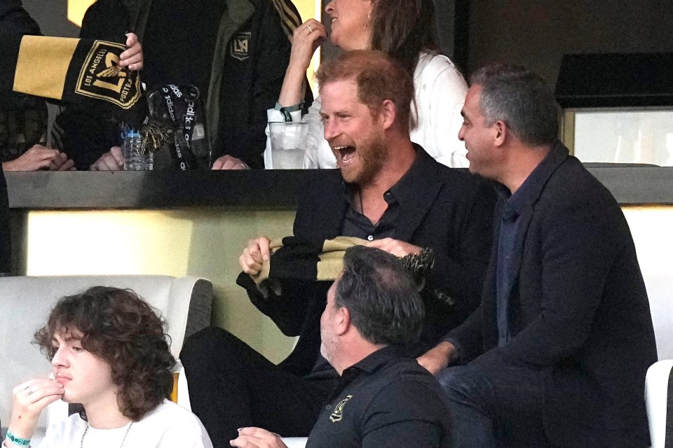 Prince Harry looked excited in the stands as he held and LAFC scarf