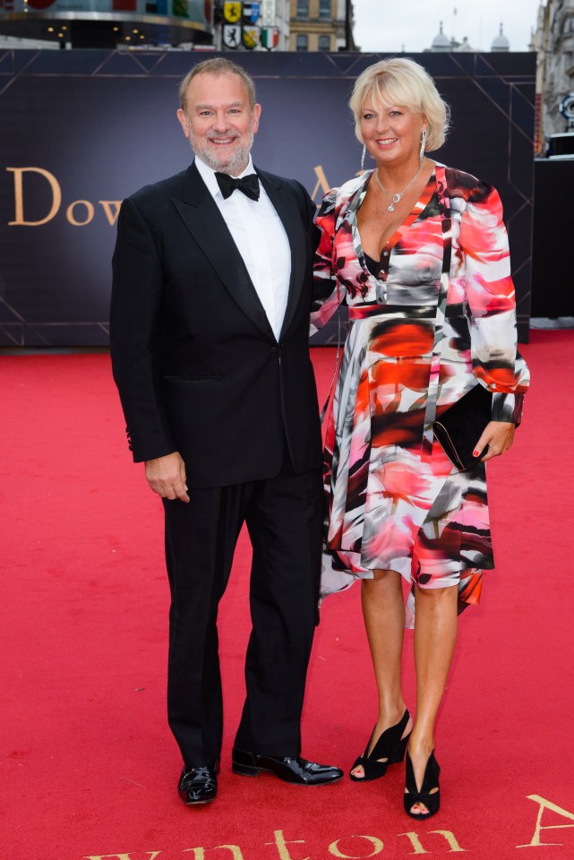 Hugh Bonneville and wife Lulu Williams attending the Downton Abbey world premiere on September 9, 2019 in London, England