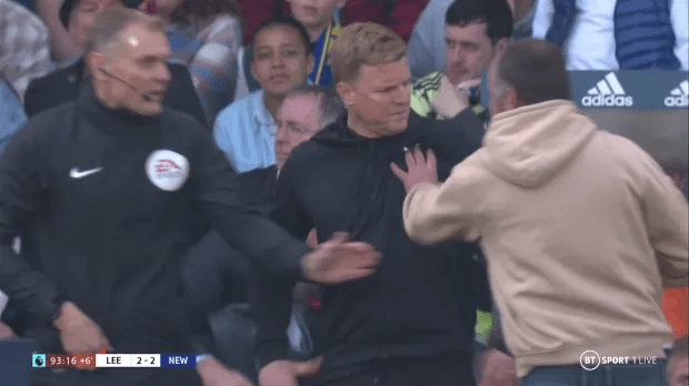 David Derbyshire shoved Eddie Howe in the dug-out