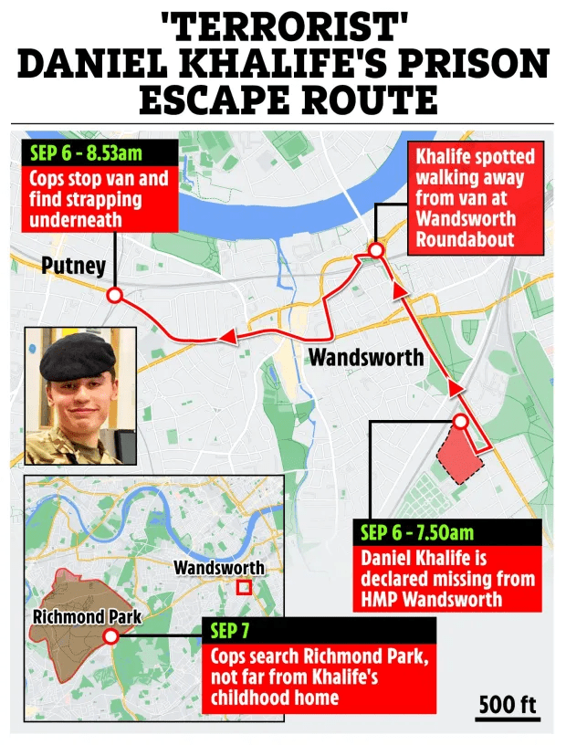 Khalife's escape route