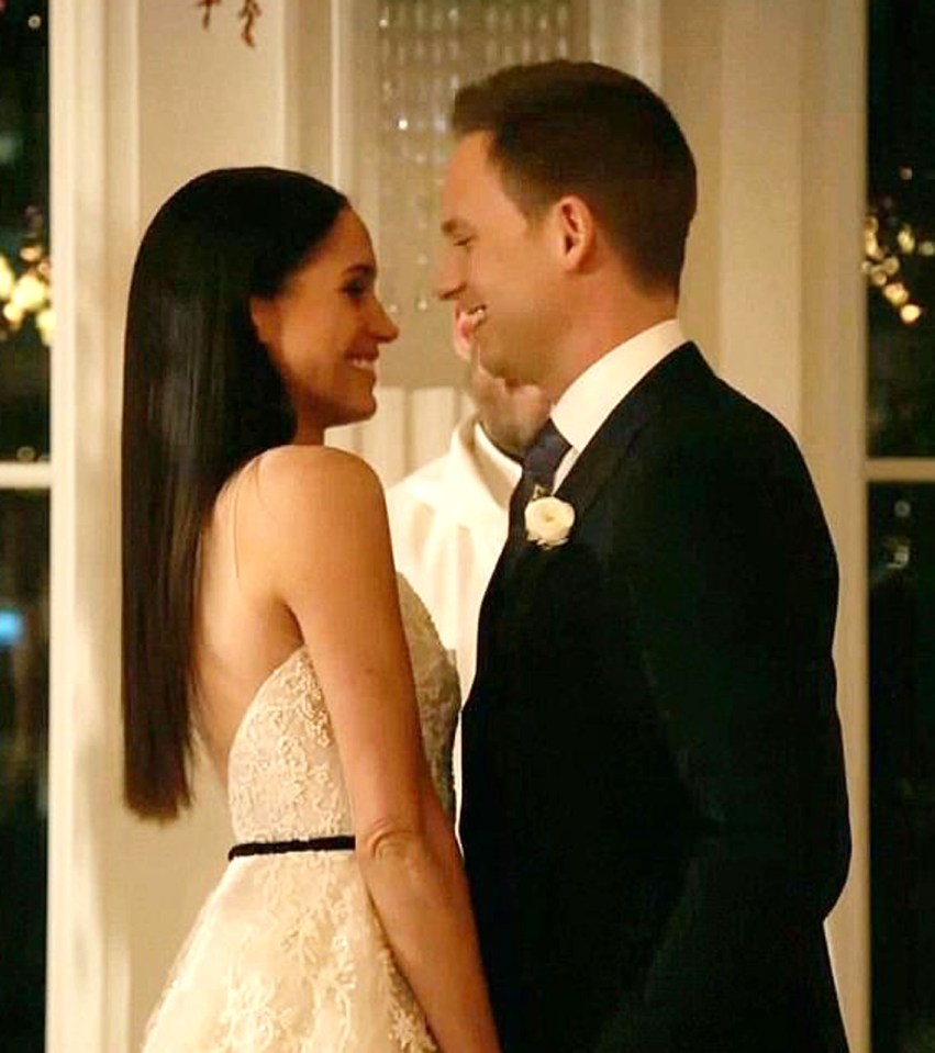 Meghan, who played Rachel Zane in Suits, and Patrick, who played Mike Ross, were love interests and ended up getting married in season seven