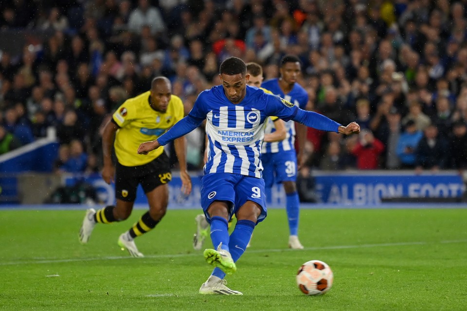 And here's Joao Pedro bagging a landmark first goal in Europe for Brighton.