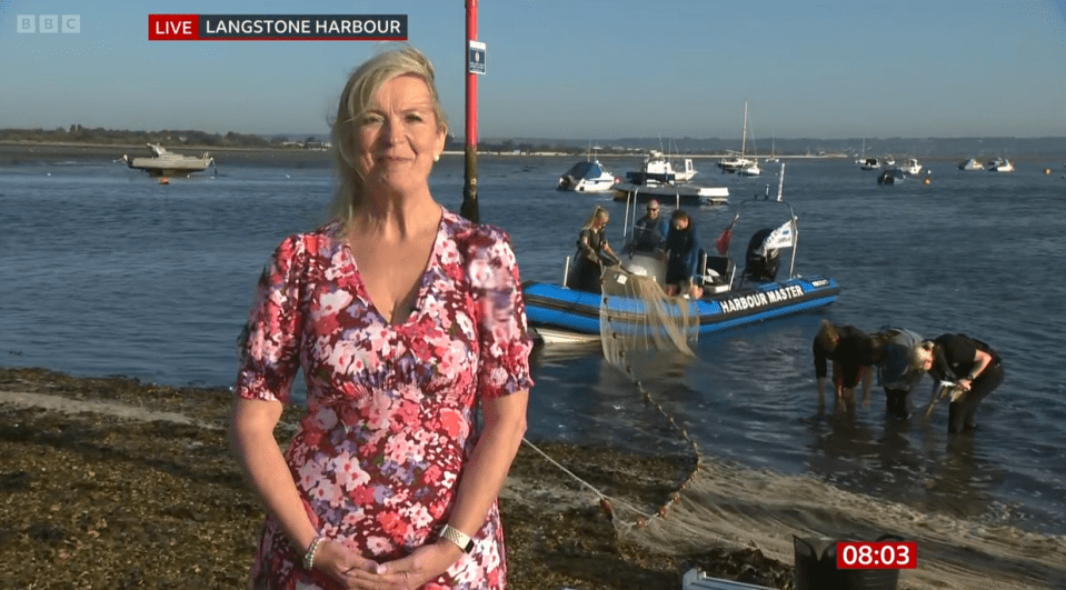 Carol Kirkwood, 61, was also live from Langstone Harbour in Portsmouth