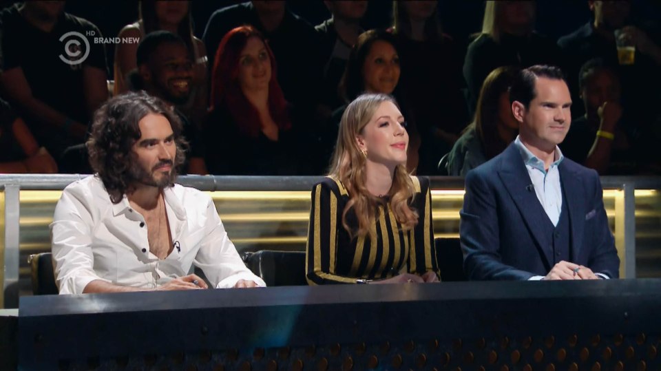 Russell Brand was a comedy show judge alongside Katherine Ryan and Jimmy Carr