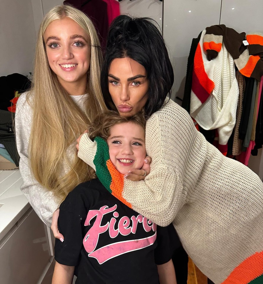 Katie Price has been mum shamed after sharing a glam photo with her daughters Princess and Bunny