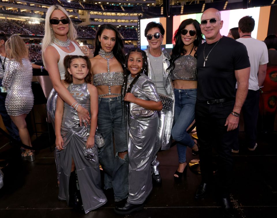 The Kardashians, pictured with Jeff Bezos, appeared in full glam