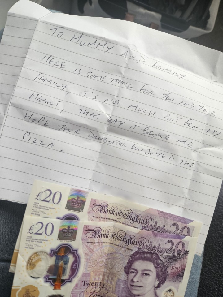 The delivery driver even left her £40 after seeing her struggle