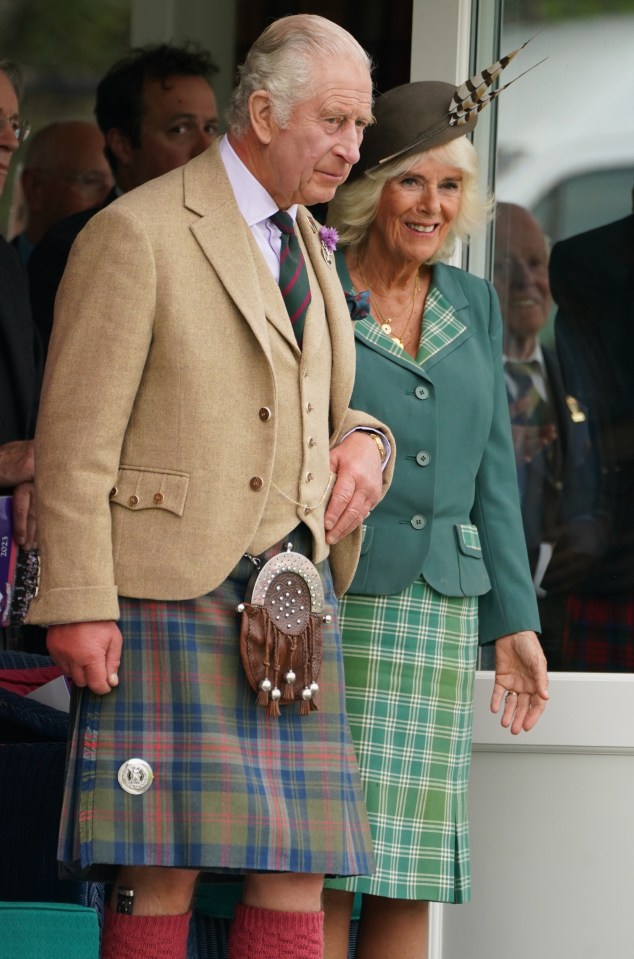 King Charles III and Queen Camilla during the Braemar Gathering highland games