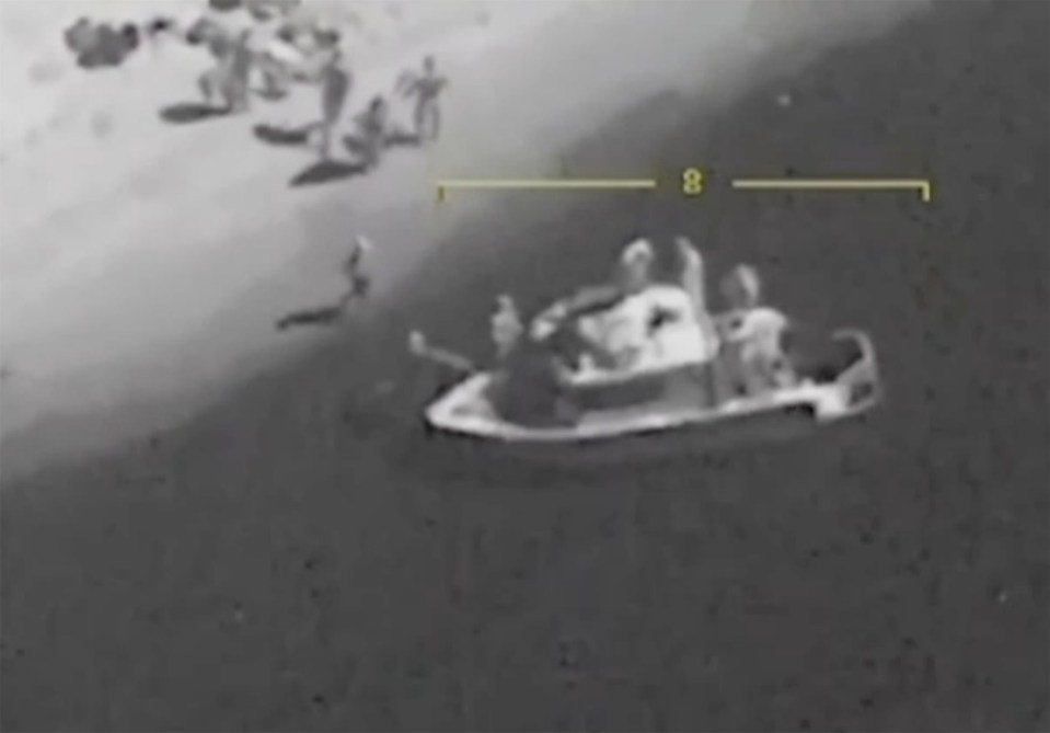 Footage shows the landing boat in the Black Sea