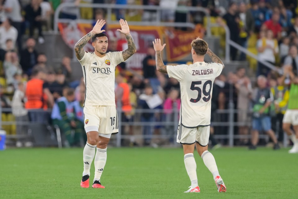 Leandro Paredes celebrates Roma's opener in first-half stoppage-time away to Sheriff Tiraspol in Moldova but it was ruled an own goal from Gaby Kiki