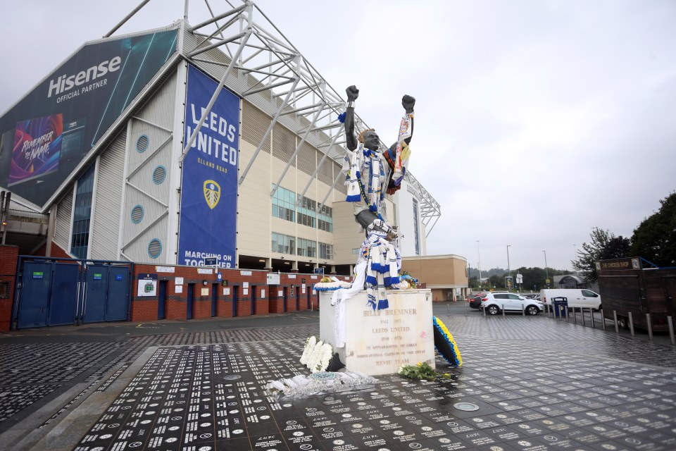 Leeds United's Elland Road and the famous statue of footballing legend Billy Bremner