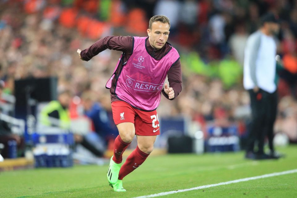 Arthur played just once for Liverpool last season