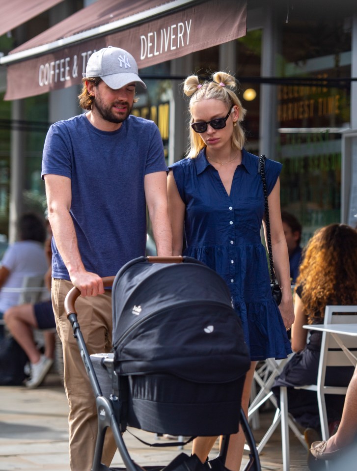 The couple both wore navy blue as they went to a café near their West London home