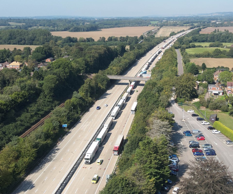 Dover-bound traffic queuing on the M20 today