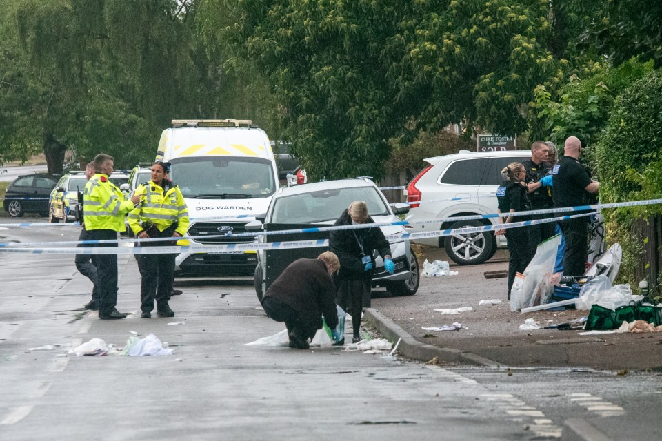 Police at the scene in Staffordshire on Thursday afternoon