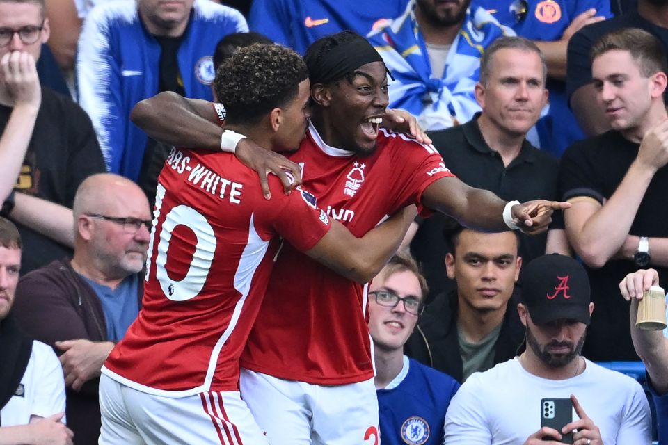 Elanga celebrates his opener with Morgan Gibbs-White