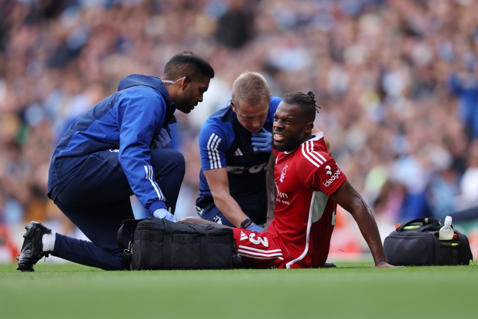 Nuno Tavares went off injured before half-time after a nightmare showing