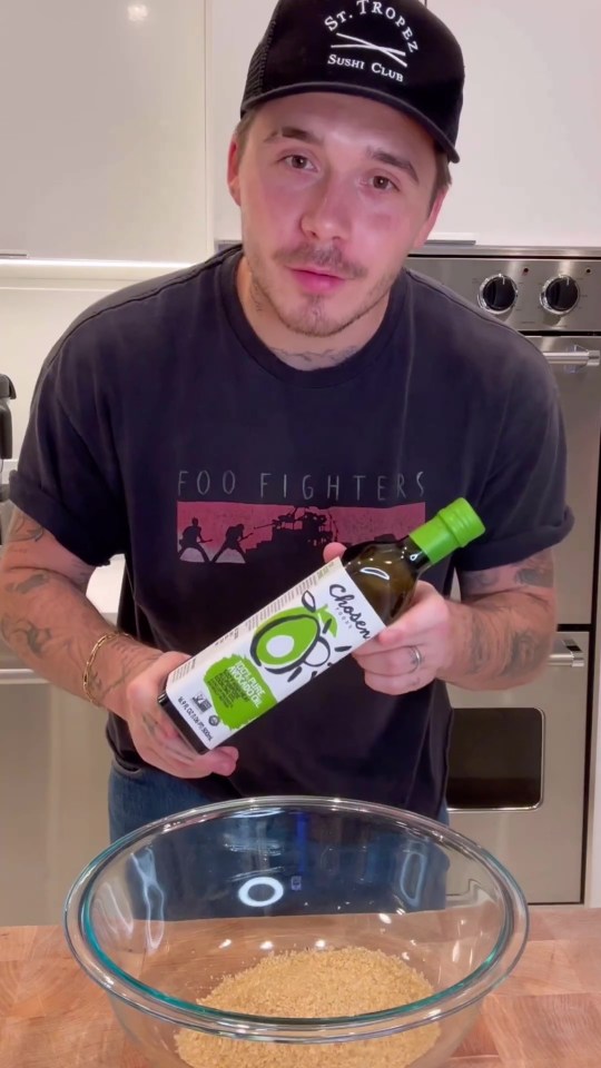 He filmed himself baking a cake using avocado oil, part of a sponsorship deal with a brand called Chosen Foods