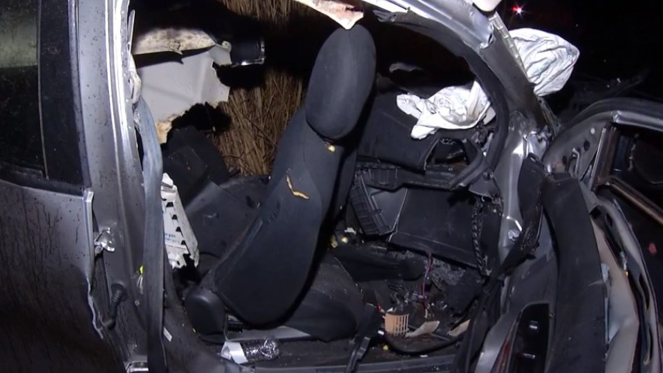 The truck's interior was in shambles after the horror wreck