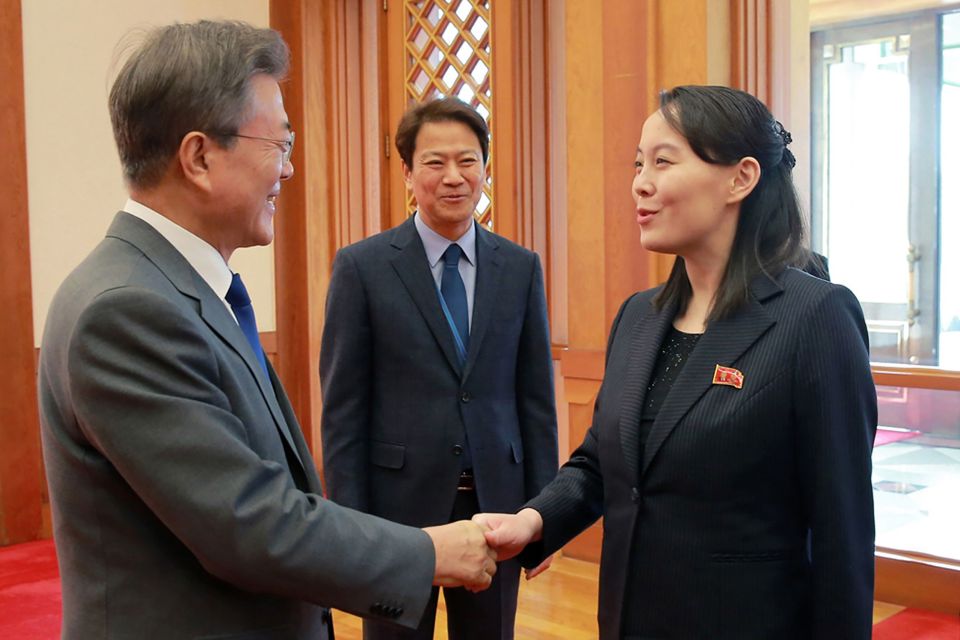 Kim Yo-Jong meeting the South Korean president Moon Jae-in