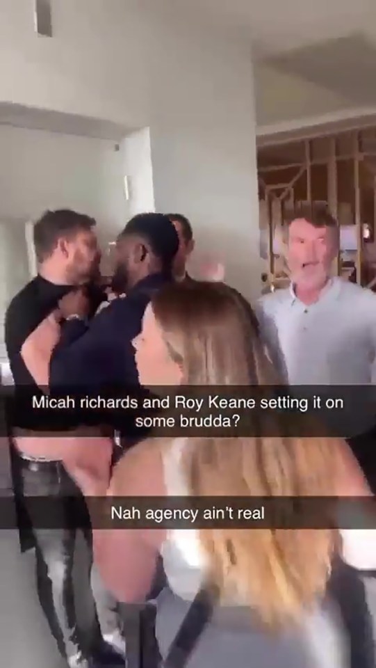 An Arsenal fan broke his nose clashing with Roy Keane, the pundit appears to shout for security