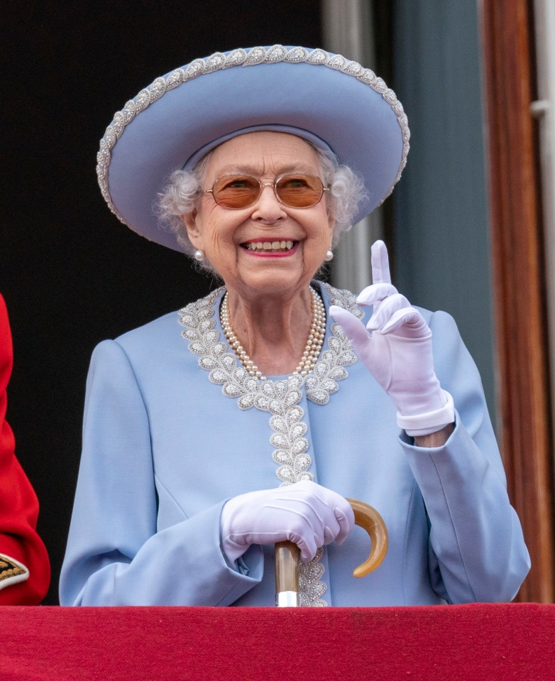 PLATINUM JUBILEE, 2022: On the Palace balcony in her magnificent blue outfit