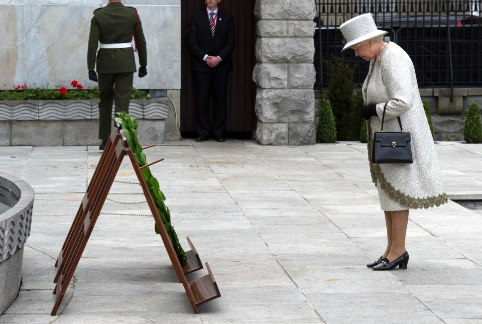 DUBLIN, 2011: Bowing her head at the Garden of Remembrance