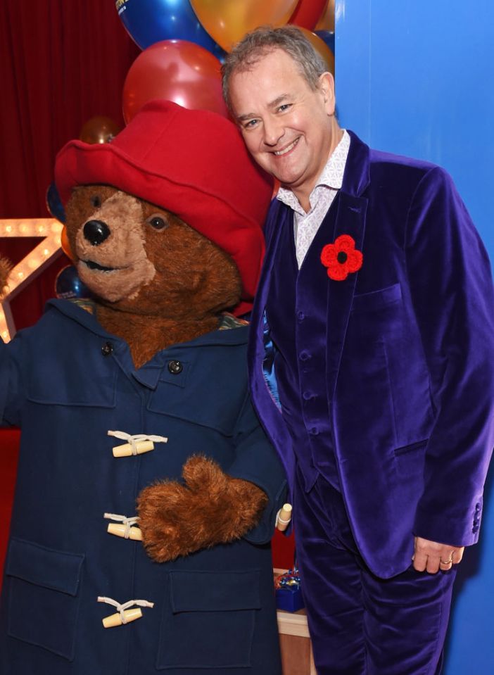 Hugh Bonneville posing with Paddington Bear at the World Premiere of Paddington 2 at Odeon Leicester Square on November 5, 2017