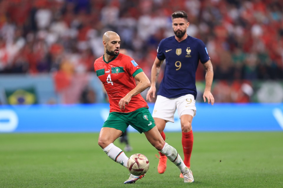 Sofyan Amrabat wore No 4 for Morocco at the World Cup