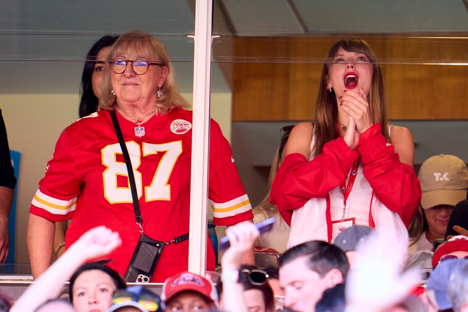 The star watched the game with Travis' mum Donna