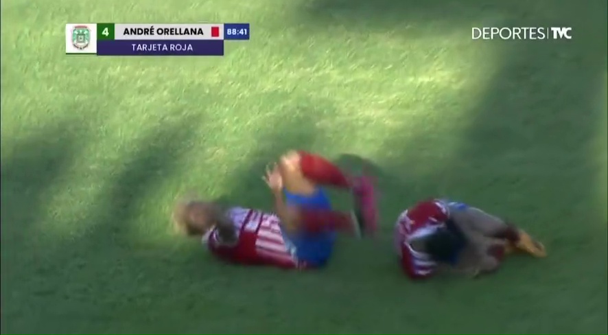 The tackle left Pineda and Mejia rolling around in agony on the pitch