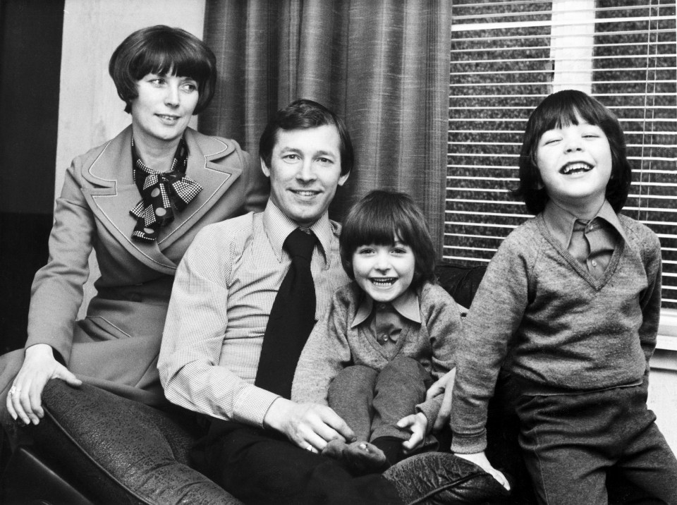 Sir Alex and Cathy pictured with their twin sons Jason and Darren