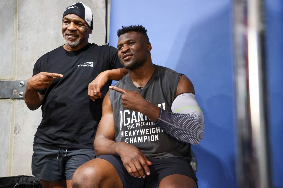 Mike Tyson pictured with Ngannou