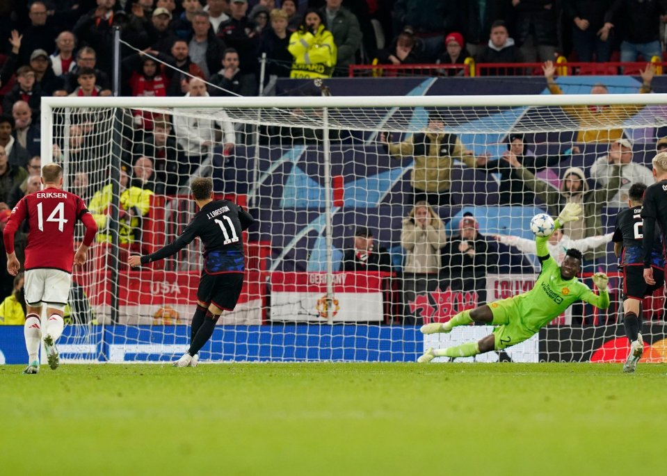 Andre Onana made a last minute penalty save to win Man Utd all three points against Copenhagen in Group A of the Champions League