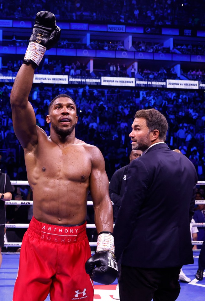 Anthony Joshua with promoter Eddie Hearn