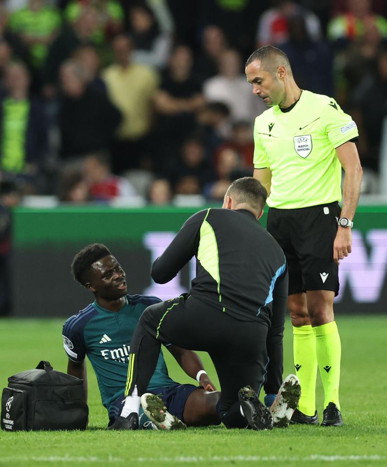 Bukayo Saka was forced off with an injury and could miss Arsenal's matchup with Man City