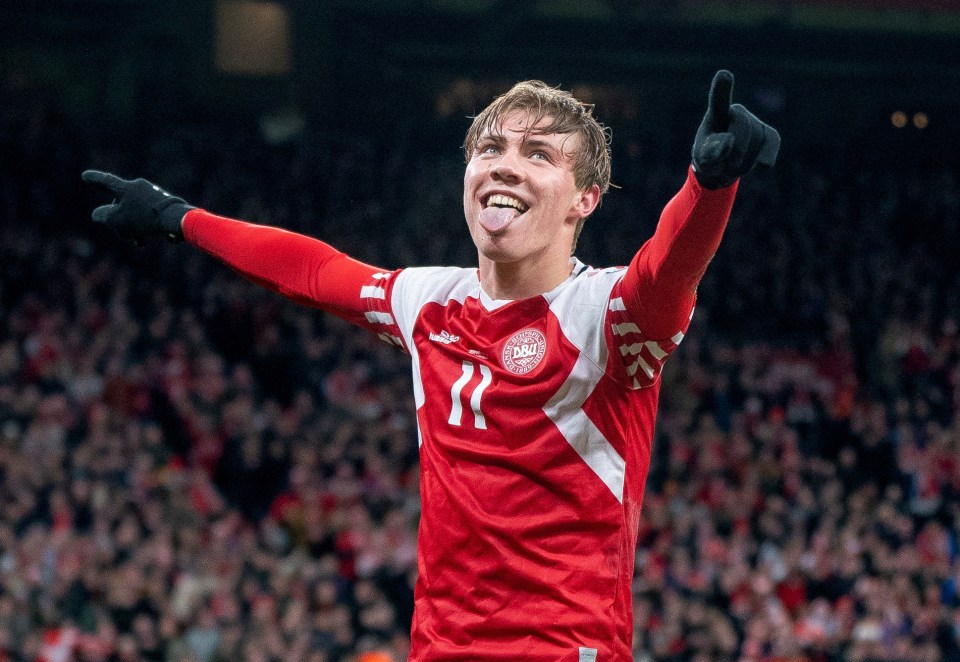 Rasmus Hojlund pulled off a sublime piece of skill in Denmark’s training session this week