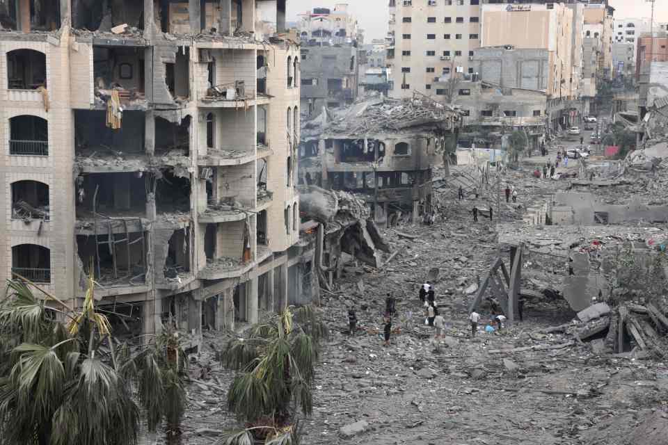 Gaza's al-Rimal neighbourhood was hit in an airstrike early this morning